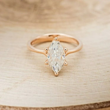 Forever Jewels 3Ct Marquise Cut Moissanite Women Solitaire Engagement Ring 14K Rose Gold Plated