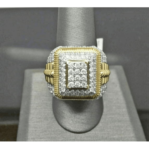 Forever Jewels 3Ct Round Moissanite Men Wedding Pinky Ring 14k Yellow Gold Plated