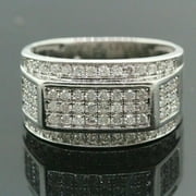 FOREVER JEWELS 4Ct Round Cut Moissanite Men Engagement Ring 14K White Gold Plated