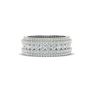 FOREVER JEWELS 4Ct Round Cut Moissanite Men Eternity Wedding Ring 14K White Gold Plated
