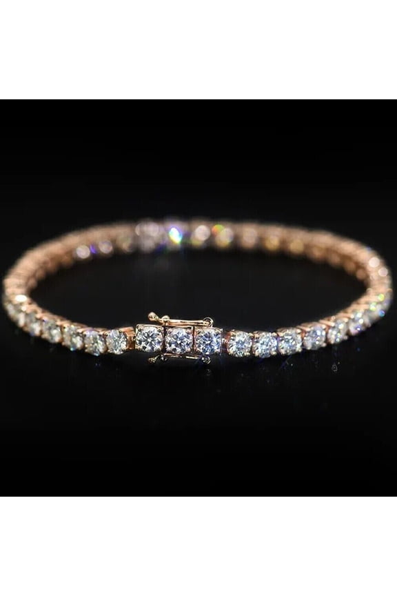 6Ct Round Cut Moissanite Women Tennis Bracelet 14K Rose Gold Plated