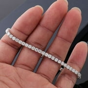 Forever Jewels 7 Ct Round Cut Moissanite Women Tennis Bracelet 14K White Gold Plated