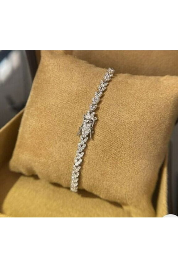 8CT Round Cut Moissanite Women's Tennis Bracelet 14K Yellow Gold Plated