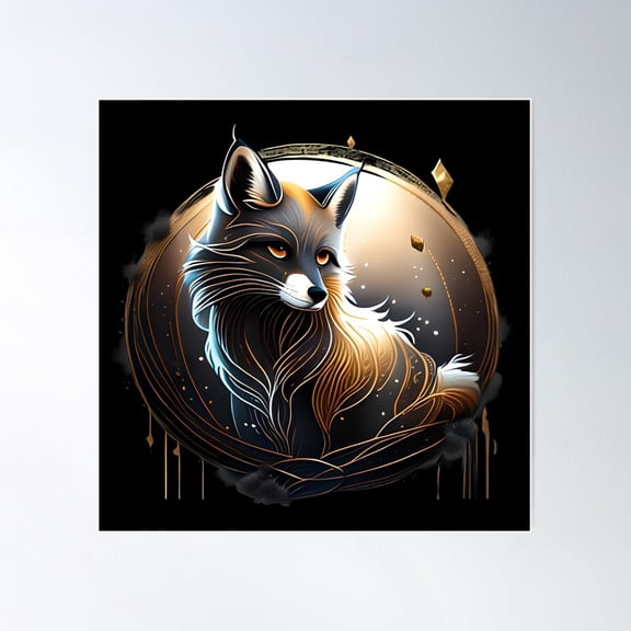 Forever Kitsune - The Fox For Stealthy Intelligence Poster Wall Art, Modern Wall Decor For Living Room Bedroom, 17x17 UNFRAMED