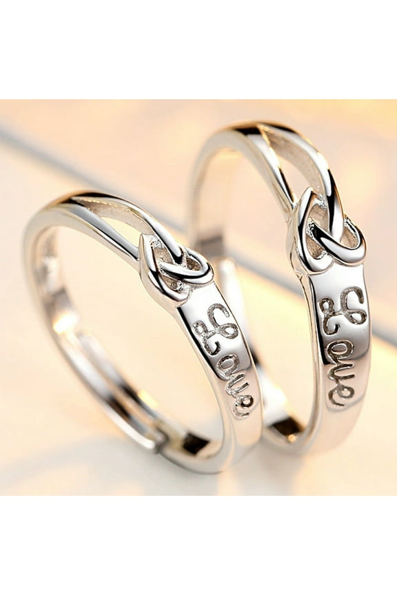 Couple Rings 925 Sterling Silver Matching Promise Bands Open Heart Rings for Him and Her Korean Design Love Jewelry