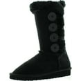 thumbnail image 1 of Forever Link Girls Aling-33K Faux Suede Buckle Comfort Mid Calf With Lined Faux Fur, Black, 11, 1 of 4