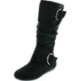 thumbnail image 1 of Forever Link KLEIN-70 Women's Closed Round Toe Buckle Slouch Flat Heel Mid-Calf Boot, 1 of 7