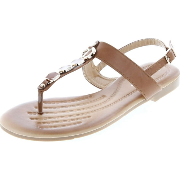 Forever Link Nia-22 Women's Embellished Beaded Metallic Chain Dress Thong Sandal