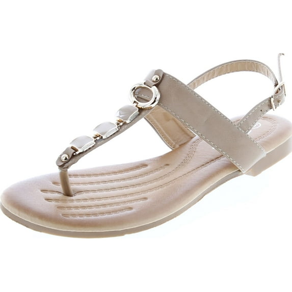 Forever Link Nia-22 Women's Embellished Beaded Metallic Chain Dress Thong Sandal