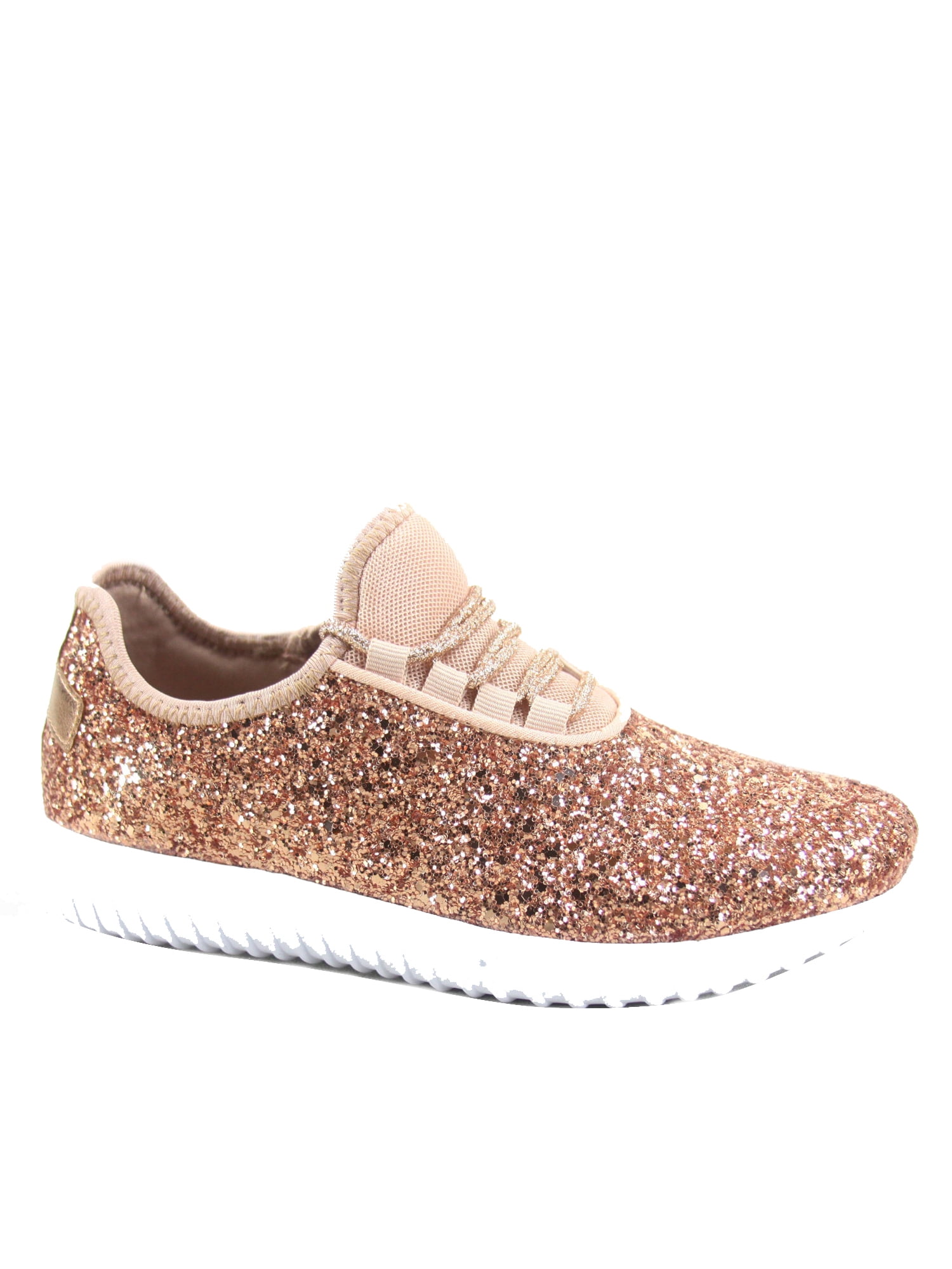 Forever Link Remy-18 Women's Fashion Flat Glitter Light weight Lace Up ...