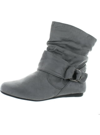 Gray flat boots deals