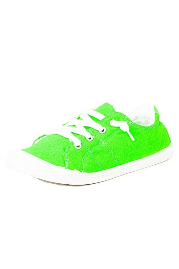 Slip-On Comfort-01 Sneaker Neon Green Lace Up Fashion Sneakers (Neon Green, 7)