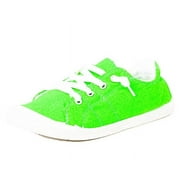 Forever Link Slip-On Comfort-01 Sneaker Neon Green Lace up Fashion Sneakers (Neon Green, 6.5)