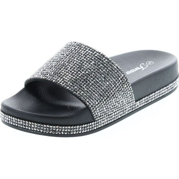 Forever Link Viste-07 Glitter Slide in PVC Molded Footbed Flatform ...