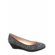 Forever Link Womens Casual & Dress Shoes Slip On Glitter Rhinestone Closed Toe, Black, Size 8.5