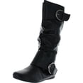 thumbnail image 1 of Forever Link Women's Klein-80 Round Toe Slouchy Bank Boot with Buckle Accent, 1 of 4