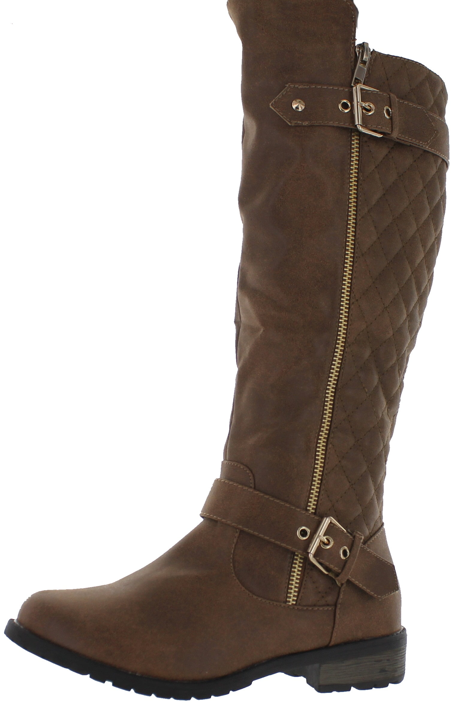 Forever Link Women's Mango-21 Quilted Zipper Accent Riding Boots ...