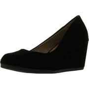 Forever Link Women's Patricia-02 Wedge Pumps Shoes, Black Suede, 6