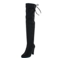 thumbnail image 1 of Forever Link Women's Stacked Chunky Heel Stretch Thigh High Pull On Boot, 1 of 5