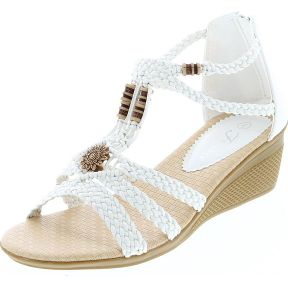 Forever Link Women's Woven Beaded Floral Wedge