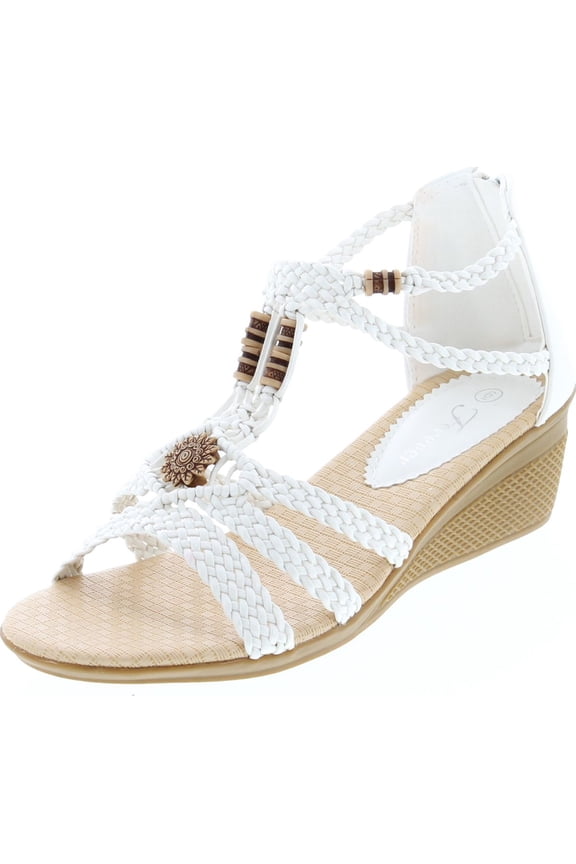 Women's Woven Beaded Floral Wedge