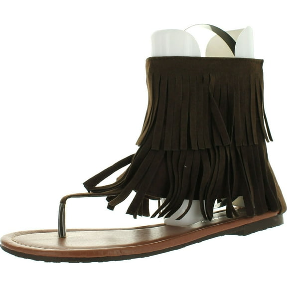 Forever Link Womens Anika-56 Faux Nubuck Leather Winged Gladiator Sandal