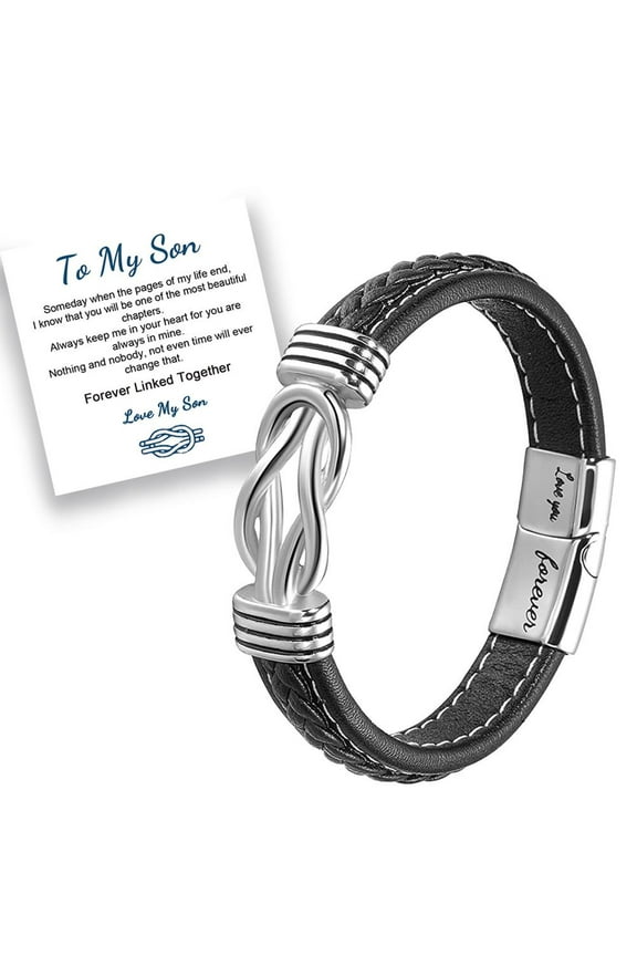Braided Leather Bangle Bracelet for Mother & Son T