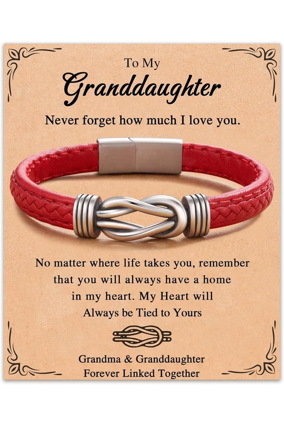 Forever Linked Together Leather Bracelet for Daughter | Granddaughter | Sister | Friend | Wife | Girlfriend | Mom | Niece | 16th/18th/21th Birthday Christmas Valentines Gifts for Her