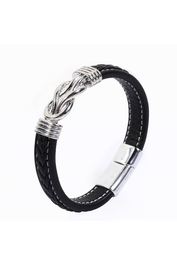 Forever Linked Together Leather Bracelet for Son | Grandson | Brother | Friend | Husband | Boyfriend | Dad | Nephew | 16th/18th/21th Birthday Christmas Valentines Gifts for Him