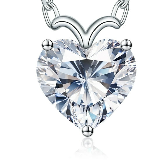 Forever Love Heart 2 Carats Moissanite Pendant Necklaces for Women, Gifts for Woman, Wife, Girlfriend, Daughter, Mom, on Birthday, Anniversary, Wedding, Engagement, Christmas
