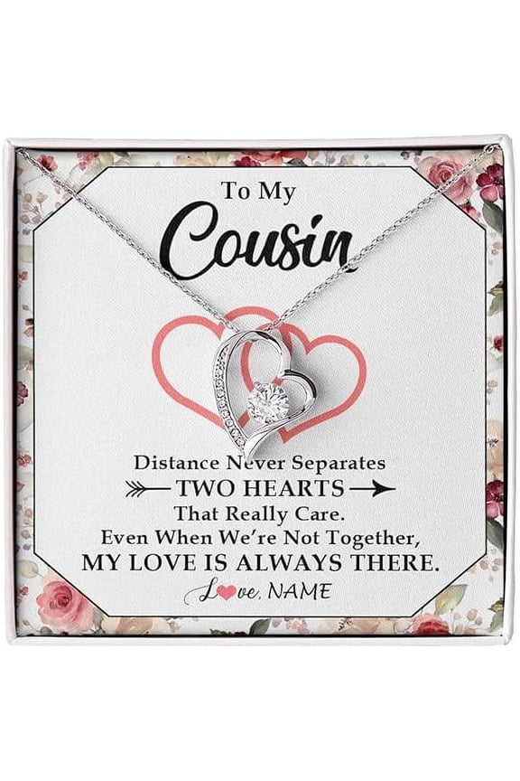 Forever Love Heart Necklace with Message Card and Gift Box, Necklace on Her Birthday, To My Cousin Necklace Gift, Cousins Wedding Necklace, Christmas Gift