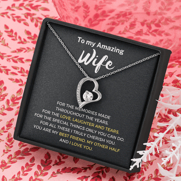 Forever Love Necklace with Message Card - A heartfelt gift for your amazing wife