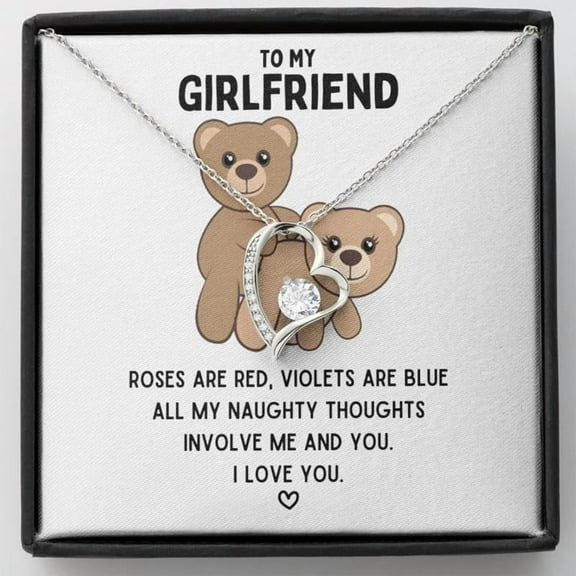 Forever Love Necklace with Message Card & Gift Box, Custom Message Card & Personalized Jewelry for girlfriend, Anniversary Gift