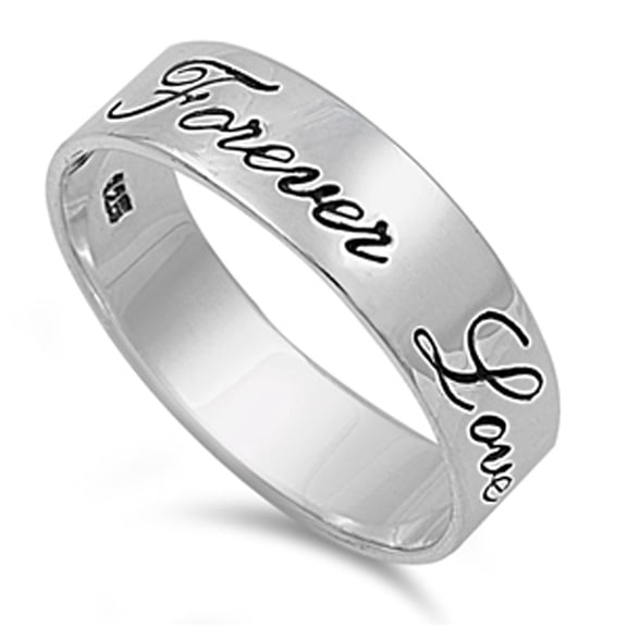 Forever Love Script Engraved Wedding Ring .925 Sterling Silver Band Jewelry Female Male Size 12