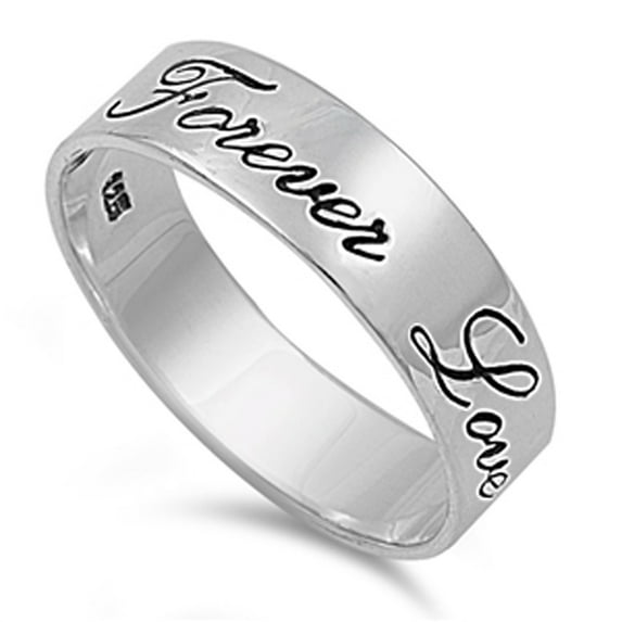 Forever Love Script Engraved Wedding Ring .925 Sterling Silver Band Jewelry Female Male Size 12