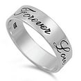 thumbnail image 1 of Forever Love Script Engraved Wedding Ring .925 Sterling Silver Band Jewelry Female Male Size 4, 1 of 4