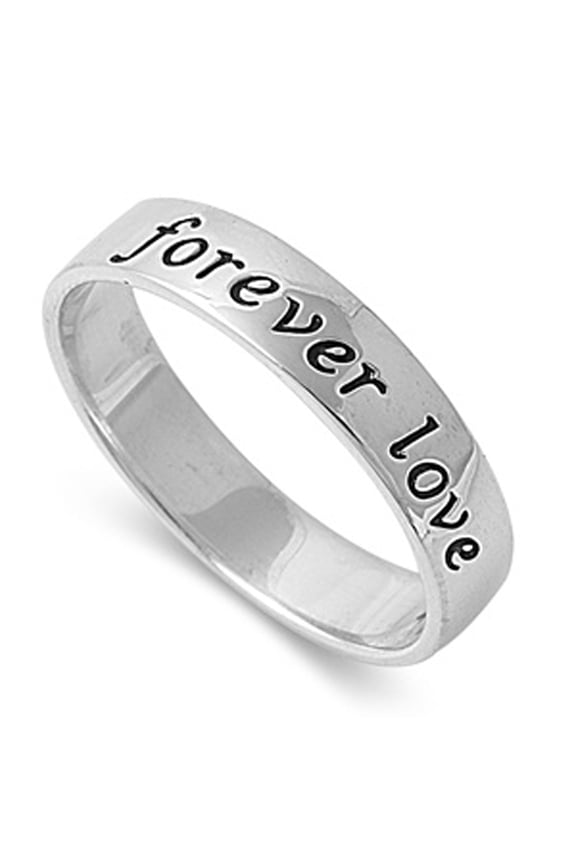 Forever Love Script Purity Promise Ring .925 Sterling Silver Band Jewelry Female Male Unisex Size 7
