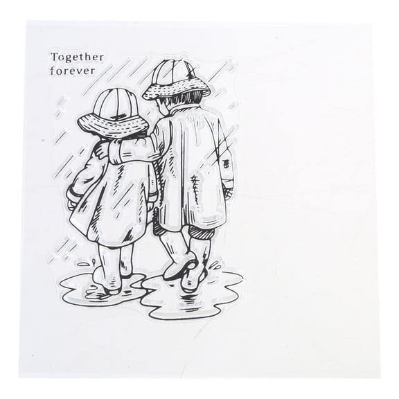 Forever Love Silicone Clear Stamp Boy & Girl Pattern Background Stamp Seal
