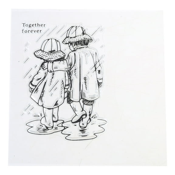 Forever Love Silicone Clear Stamp Boy & Girl Pattern Background Stamp Transparent Seal for DIY Journaling Embellishments