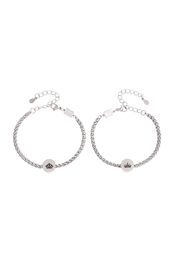 Forever Love Symbol Crown Design Stainless Steel Bracelets Accessory for Couples