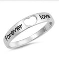 thumbnail image 1 of Forever Love Word Script Heart Promise Ring .925 Sterling Silver Band Jewelry Female Male Size 4, 1 of 4