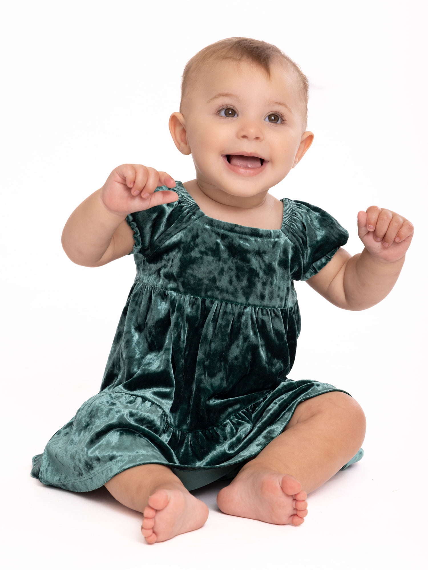 Forever Me Baby Girl Velour Dress with Bloomers, Size 0/3M