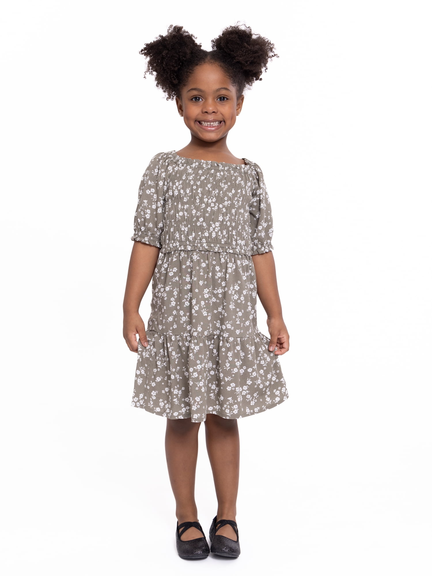 Forever Me Girls Puff Sleeve Floral Dress, Sizes 4-18 - Walmart.com