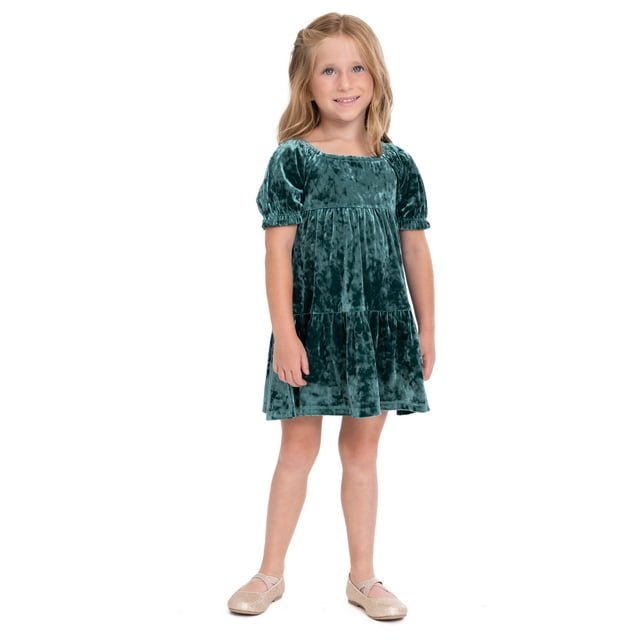 Forever Me Toddler Girl Velour Dress with Short Sleeves, Size 3T