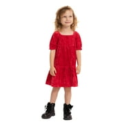 Forever Me Toddler Girl  Velour Dress with Short Sleeves, Size 4T