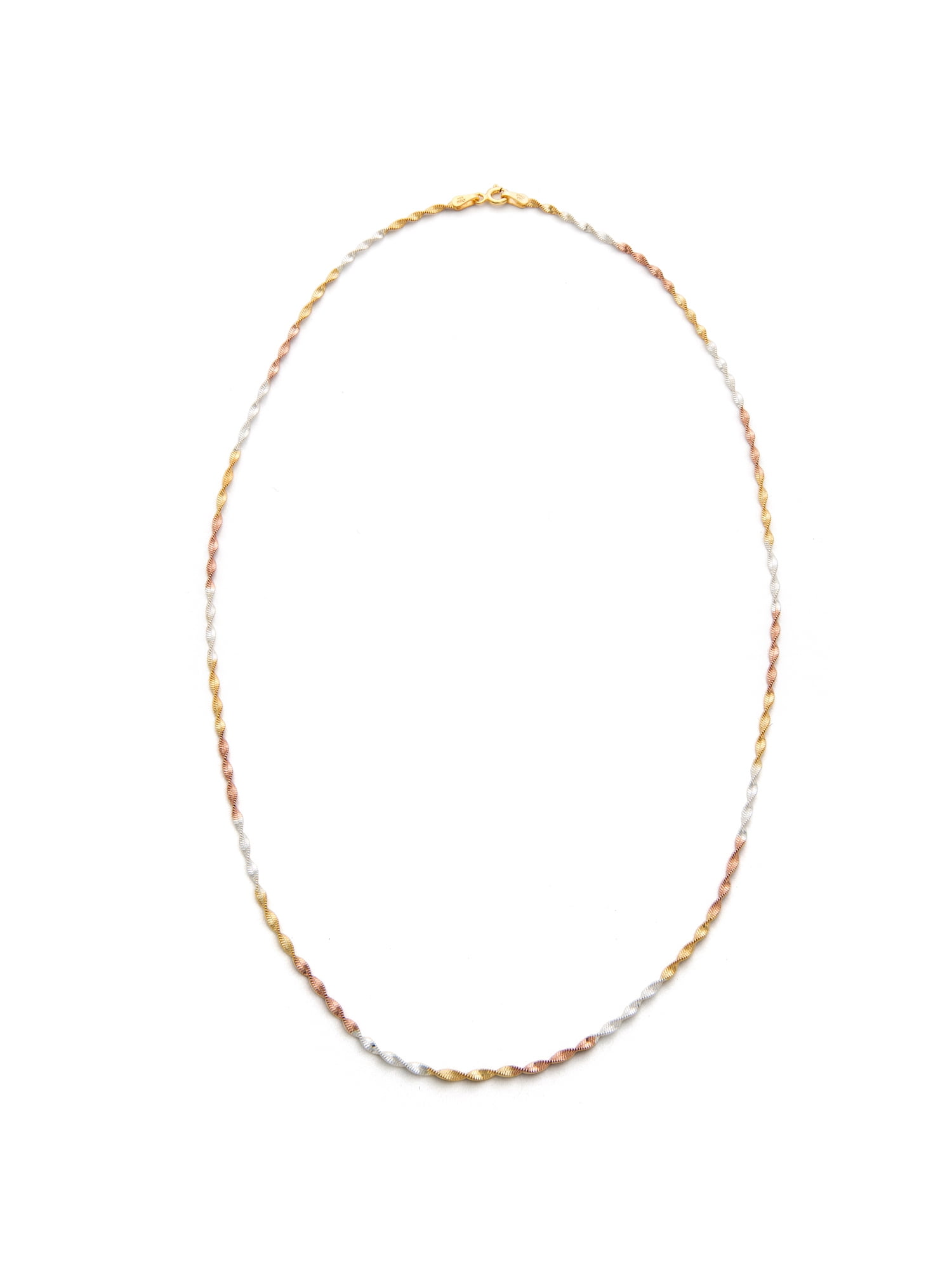 Forever New 18kt Gold over Sterling Silver, Sterling Silver and 18kt Rose Gold over Sterling Silver Twisted Herringbone Necklace, 18"