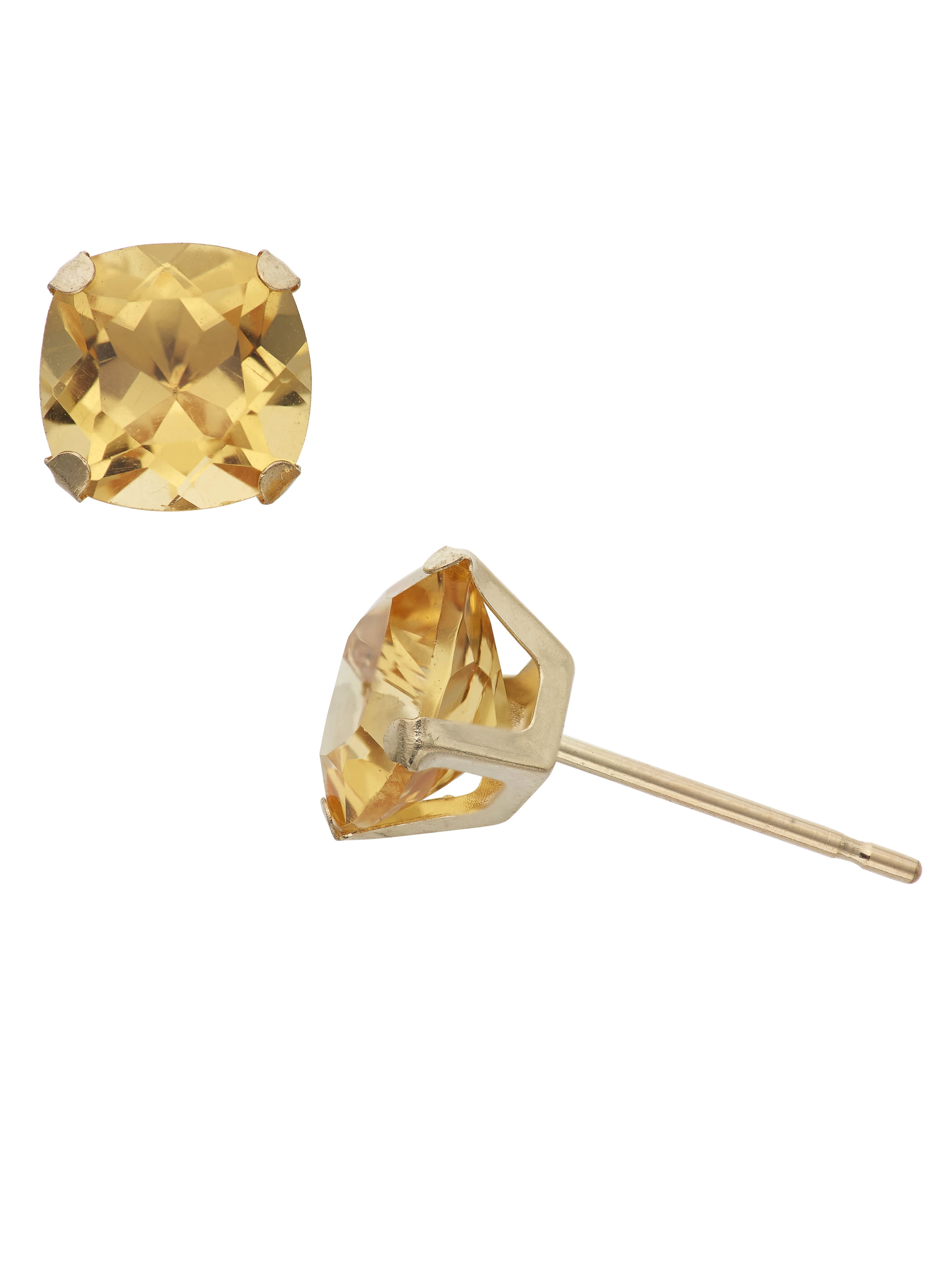 Forever New 2 Carat T.G.W. Citrine 10kt Yellow Gold 6mm x 6mm Cushion-Cut Post Earrings