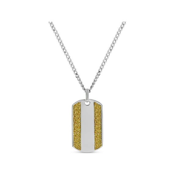 Forever New 316L Stainless Steel Gold Glitter Sides Dog Tag Pendant, 24" Curb Chain