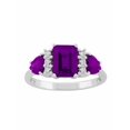 thumbnail image 1 of Forever New Amethyst Sterling Silver Side Trillions and Emerald-Cut Center Three-Stone Ring, 1 of 1