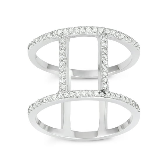 Forever New Cubic Zirconia Double-Shank Bar Ring in Sterling Silver